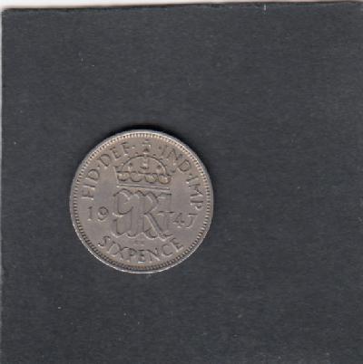 Beschrijving: 6 Pence  GEORGIUS VI 